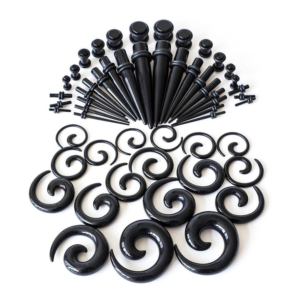 (As show, One size) Ear Stretching Kit 54 Pieces 14g-00g Ear Gauges Expander Set Acrylic Tapers And Plugs & Silicone Tunnels Body Piercing Jewelry Set-image-OPC-PHJZ2WS-NEW