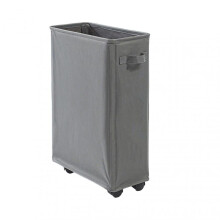 (Small Size, Dark Grey) Rectangle Fabric Laundry Basket with Roller Household Dirty Clothes Basket for Laundry Room