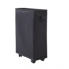 (Small Size, Black) Rectangle Fabric Laundry Basket with Roller Household Dirty Clothes Basket for Laundry Room