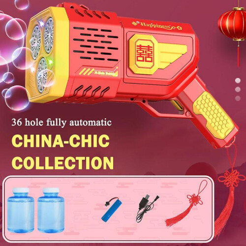 36-Hole Electric Bubble Machine with Chinese Knot Multi-Purpose Funny Bubble Blower for Outside 2