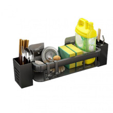 (D) Wall Mount Sponge Holder for Kitchen Sink Space Saving Multi-purpose Kitchen Storage Shelf for Cosmetics
