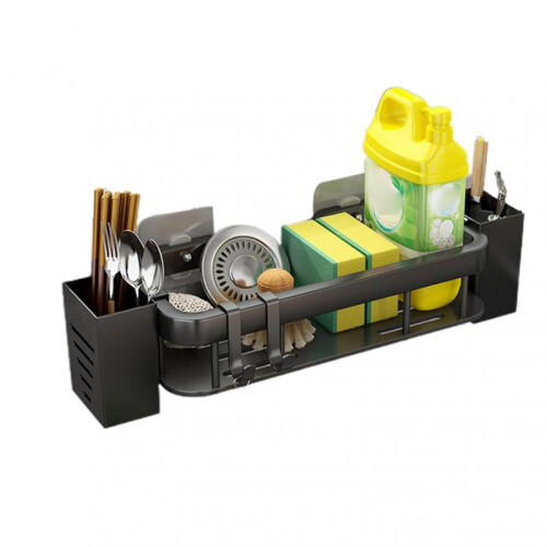 (D) Wall Mount Sponge Holder for Kitchen Sink Space Saving Multi-purpose Kitchen Storage Shelf for Cosmetics