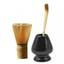 (Black) Japanese Matcha Ceremony Accessory Hand-made Matcha Whisk/Whisk Holder/Tea Spoon Set Housewarming Present