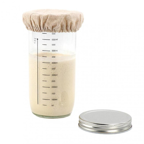 (One Set,Red A)Glass Sourdough Bread Starters Full Set Durable Sour Dough Bread Making Bottle for Kitchen Home