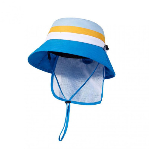 (Blue)Foldable Colorful Strap Sun Visor Hat Portable Moisture Wicking Hat for Camping Hiking