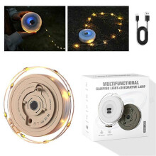 (10m Warm light, Desert Yellow) Portable Camping Lamp with String Light Lightweight Multifunctional Hanging Light for Garden Decoration