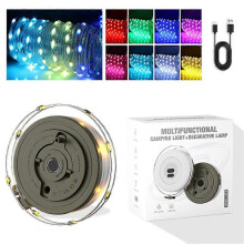 (6m color light, Field Green) Portable Camping Lamp with String Light Lightweight Multifunctional Hanging Light for Garden Decoration