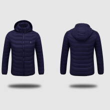 (L, Blue) Warm Smart Heating Cotton Clothes USB Rechargeable 8 Area Heating Jacket for Men Waterproof Coat