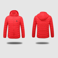 (S, Red) Warm Smart Heating Cotton Clothes USB Rechargeable 8 Area Heating Jacket for Men Waterproof Coat