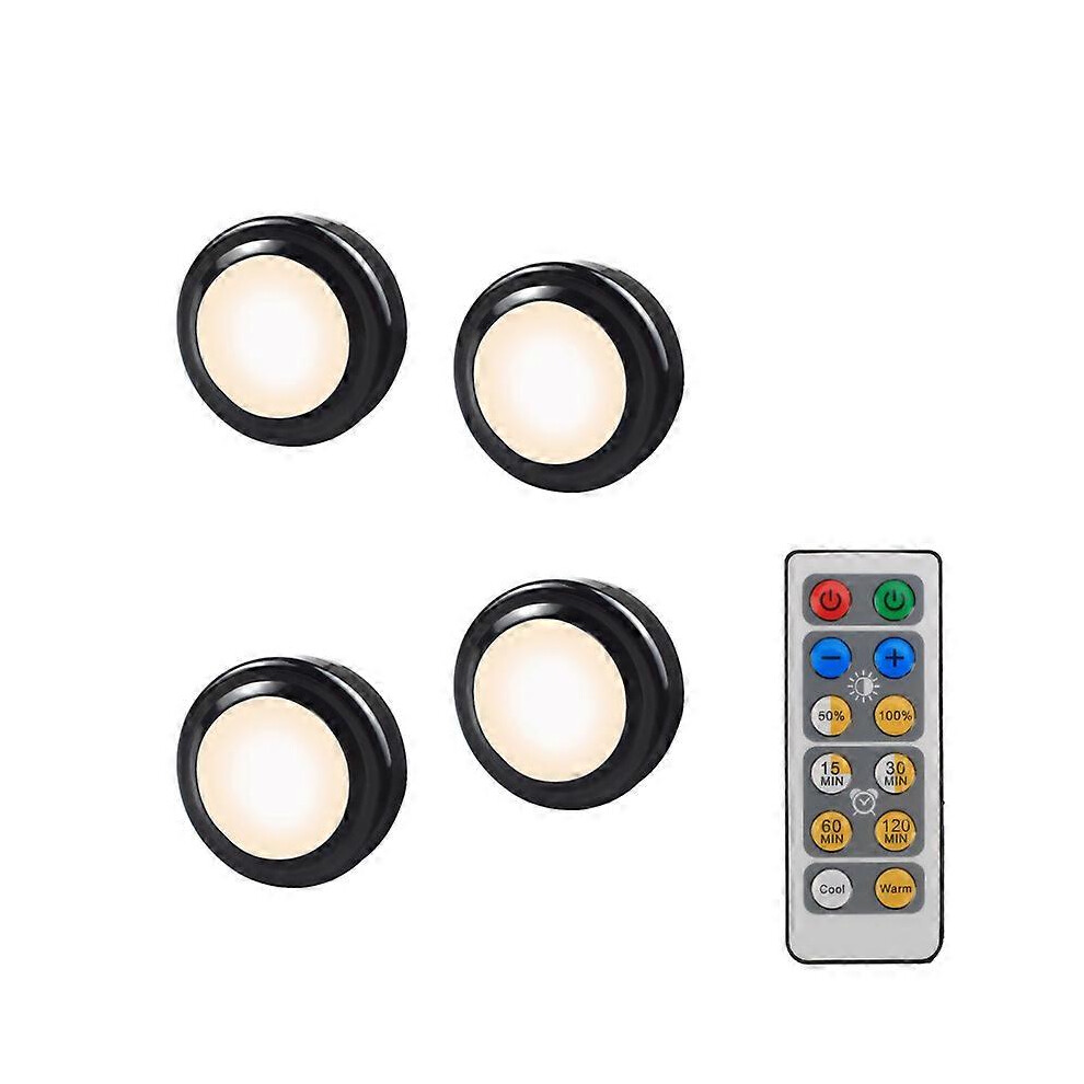 (As Show, One Size) 3 Colors Led Puck With Remote Controllor Dimmable 3Aaa Battery Powered Under Cabinet Lamps For Kitchen Wardrobe Ing Light