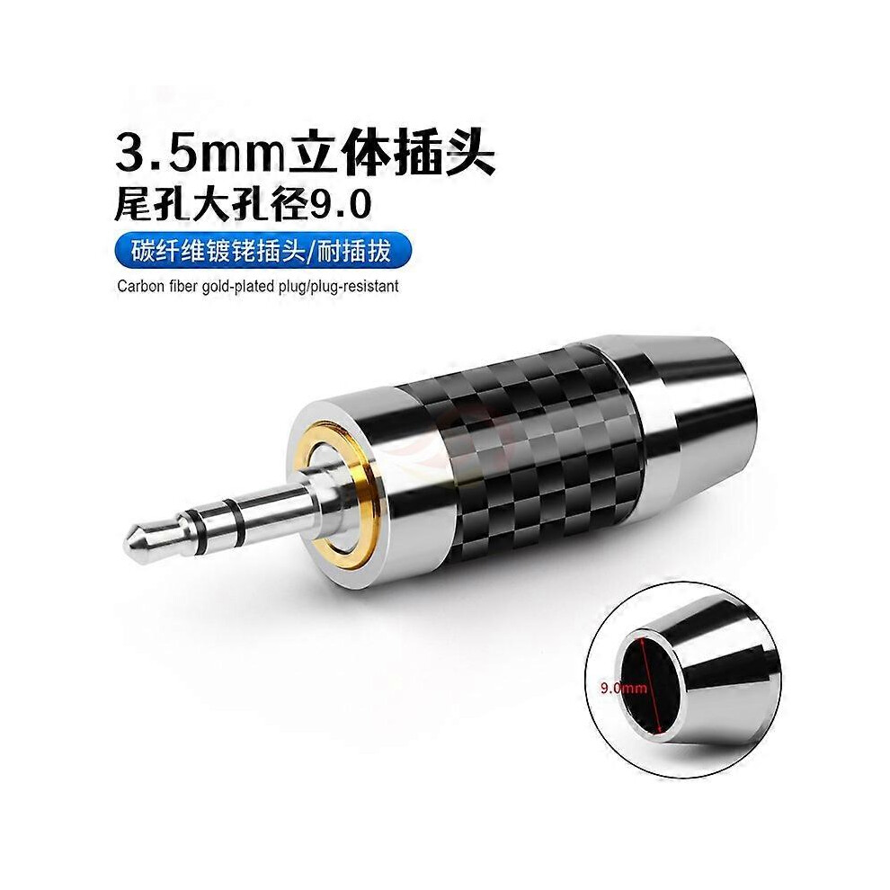 (As show, One size) Earphone Plug 2.5mm 3.5mm 4.4mm 6.35mm Carbon Fiber Rhodium Plated 9mm Tail Hole Hifi Headphone Audio Jack 2.5 Wire Connectors