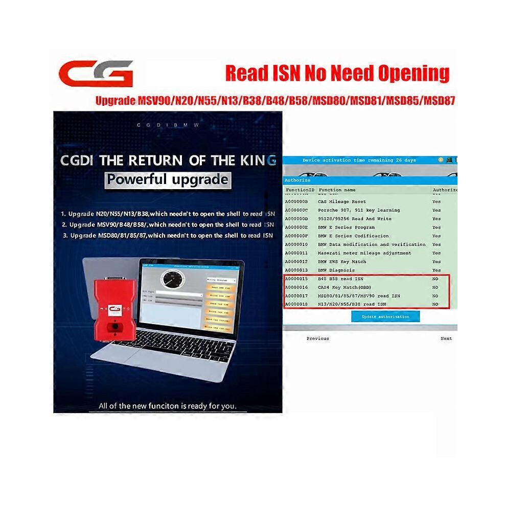 (As show, One size) DI Prog for BMW Upgrade Read ISN No Need Opening MSV90/N20/N55/N13/B38/B48/B58/MSD80/MSD81/MSD85/MSD87