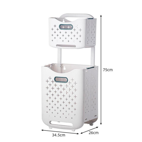 Plastic Folding Laundry Basket with 2 Layer Durable Large Capacity Storage Bag for Dorm Family 1