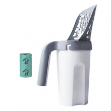 (With 1 Roll Garbage) Cat Poop Scooper with Trash Container, Detachable Leakproof Litter Scooper, Multipurpose with Litter Bag for Cats Pets