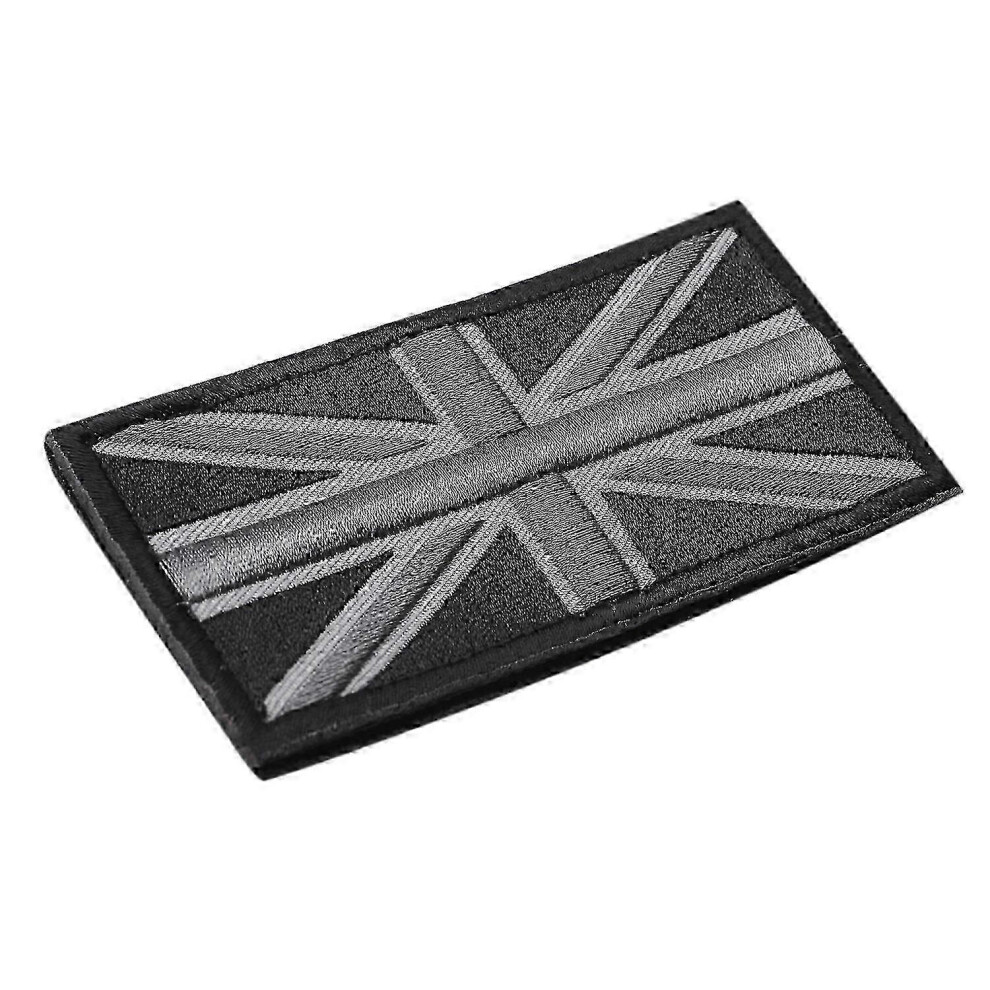 (As Show, One Size) Union Jack Uk Flag Badge Patch Stick Back 10Cm X 5Cm New, (Black/Gray) 4632480802810