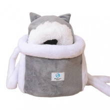 (M, Light Grey) Pet Carrier Bag Cute Pets Backpack for Outdoor Travel