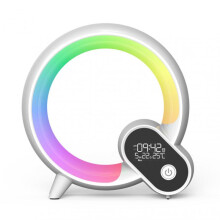 Lovely Q-shaped Speaker Ambient Light Alarm Clock Smart Durable Stereo Sound Box for Bedroom Living Room