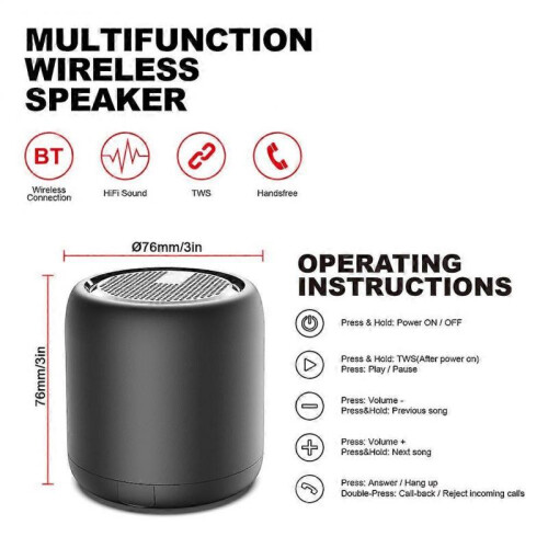 (White) Wireless Bluetooth-compatible Speaker Portable Travel Music Player for Prodcasts 1