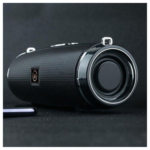 (Black) Round Bluetooth-Compatible Speaker with Strap Portable Small Amplifieds Speaker for Party Beach Camping