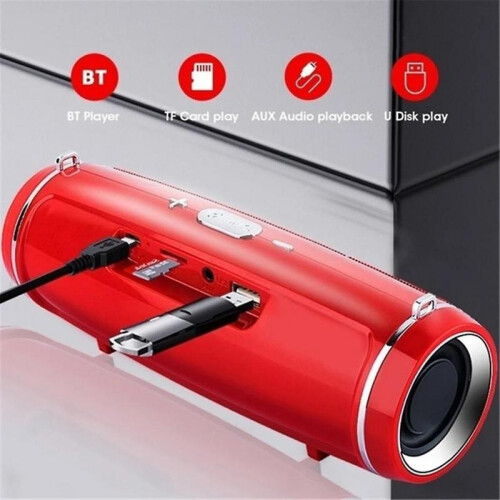 (Silver) Round Bluetooth-Compatible Speaker with Strap Portable Small Amplifieds Speaker for Party Beach Camping 2