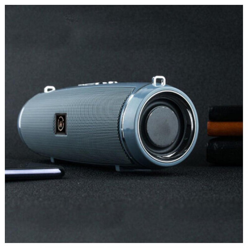 (Silver) Round Bluetooth-Compatible Speaker with Strap Portable Small Amplifieds Speaker for Party Beach Camping