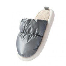 (40 41, Gray) Men's Simple Detachable Soft-Soled Slippers Thick Breathable Warming Shoes for Bedroom