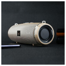 (Glod) Round Bluetooth-Compatible Speaker with Strap Portable Small Amplifieds Speaker for Party Beach Camping