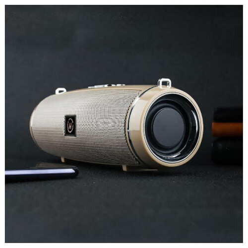 (Glod) Round Bluetooth-Compatible Speaker with Strap Portable Small Amplifieds Speaker for Party Beach Camping
