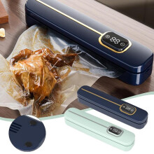 (EU plug, Sapphire) Automatic Vacuum Sealing Packaging Machine Portable Food Fresh-Keeping Sealing Tool for Steak Meat Fruit