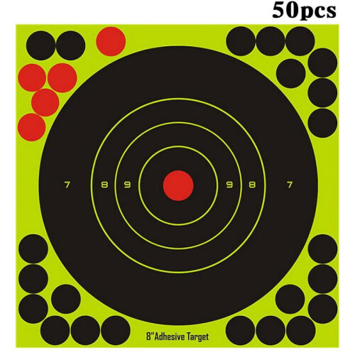 50pcs 8" Adhesive Paper Targets Stickers Fluorescent Airsofts Training Patch for Archerys Bows 1