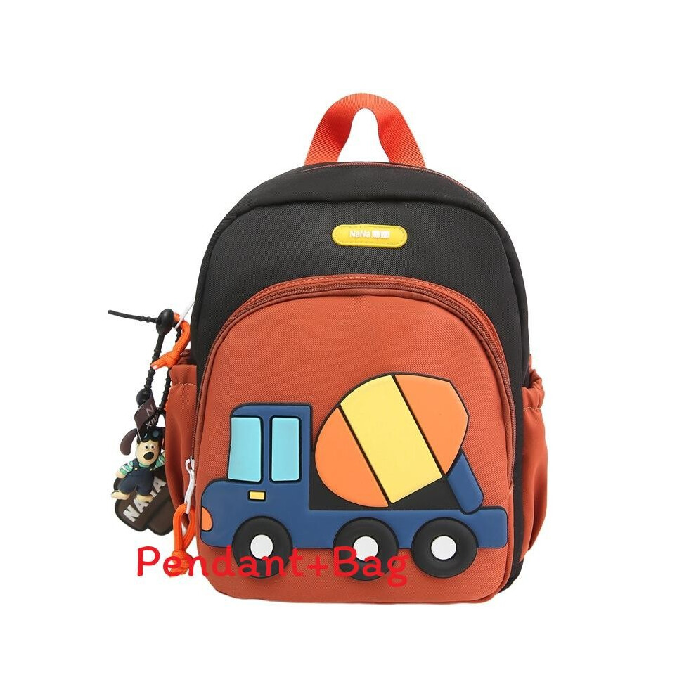 (Black)Mochila Ligera Para NiñOs Con PatróN De AutomóVil Con ProteccióN De Columna Para JardíN De Infantes-image