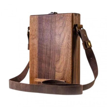 Writers Messenger Wood Box Briefcase Style Crossbody Postman Bag Handmade Wooden Pencil Brush Storage Crossbody Bag