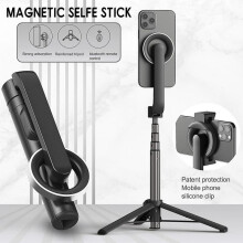 (White) Small Magnetic Selfie Stick for Phone Heavy Duty Portable Selfie Stick for Travel Beach