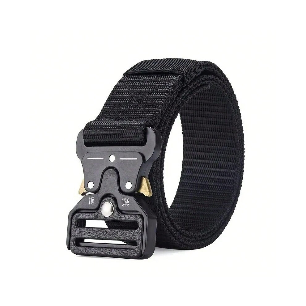 (P0051C-black, 125cm) Men's Belt Outdoor Multi Function Compass Belt High Quality Canvas For Nylon Male Luxury Belts Women's Sports Jeans Neutral Belt