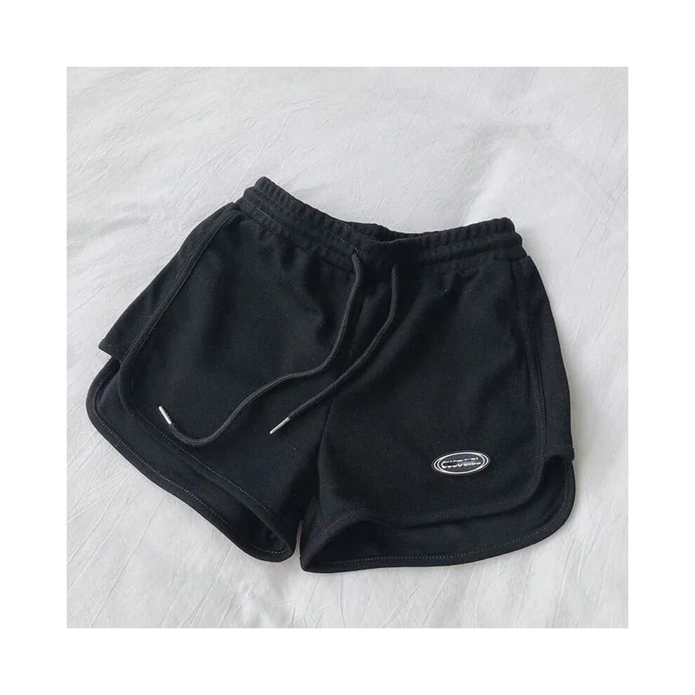 (black, XL) Women Casual Drawstring Sports Shorts Summer Thin High Waist Yoga A-line Shorts Loose Women Running Straight Trousers