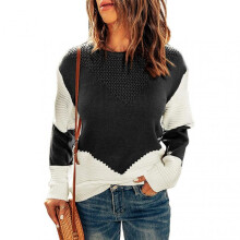 (3XL, Black) Women Crewneck Long Sleeve Knit Pullover Comfortable Breathable Sweater for Shopping Dating