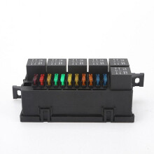 12V/24V Car Relays Fuse Box 11-way Automobile Fuse Box Holder Waterproof Car Distribution Relays Block