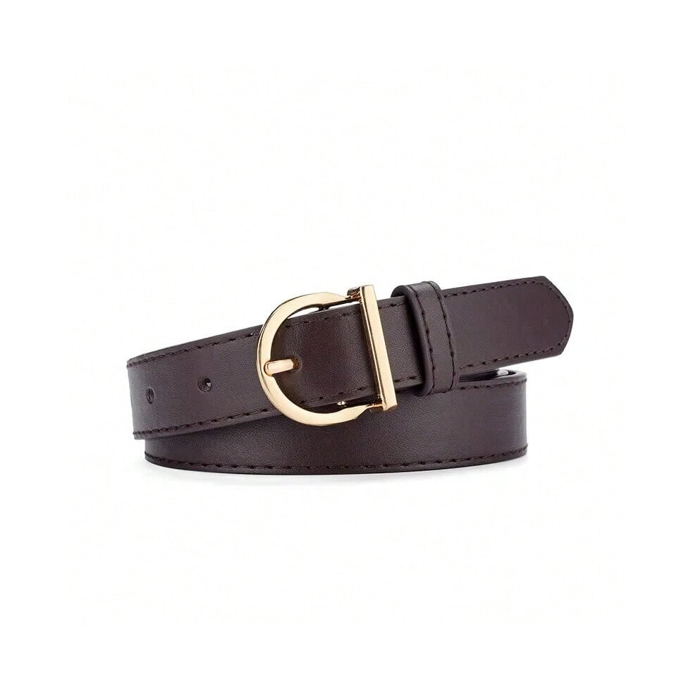 (Coffee color, 105cm) Women's Belt Fashion Pin Buckle Thin Belt Genuine Luxury Soft Belt Women with Cargo Pants Jeans Windproof Belt PU Leather Belt
