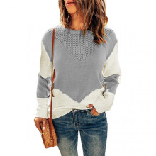(2XL, Light Grey) Women Crewneck Long Sleeve Knit Pullover Comfortable Breathable Sweater for Shopping Dating