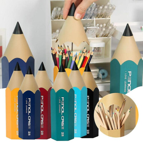 (Blue) Pencil Shape Pencil Bucket Washable Durable Pencils Storage Box for Dressing Table 2