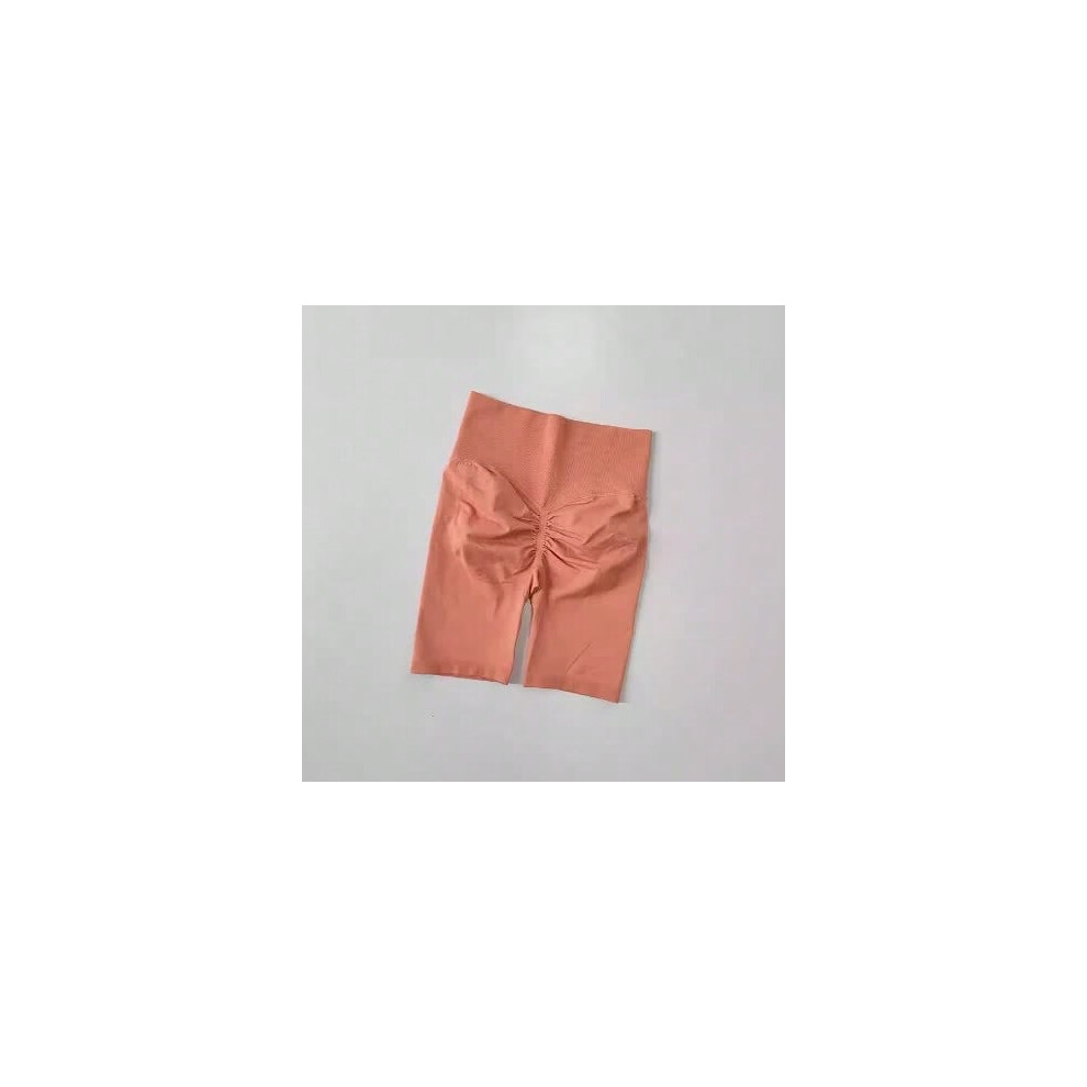 (OrangePink, S) Women Yoga Shorts High Waist Sport Shorts Hip Push Up Soft Fitness Quick Dry Running Shorts Tummy Control Workout Gym Shorts