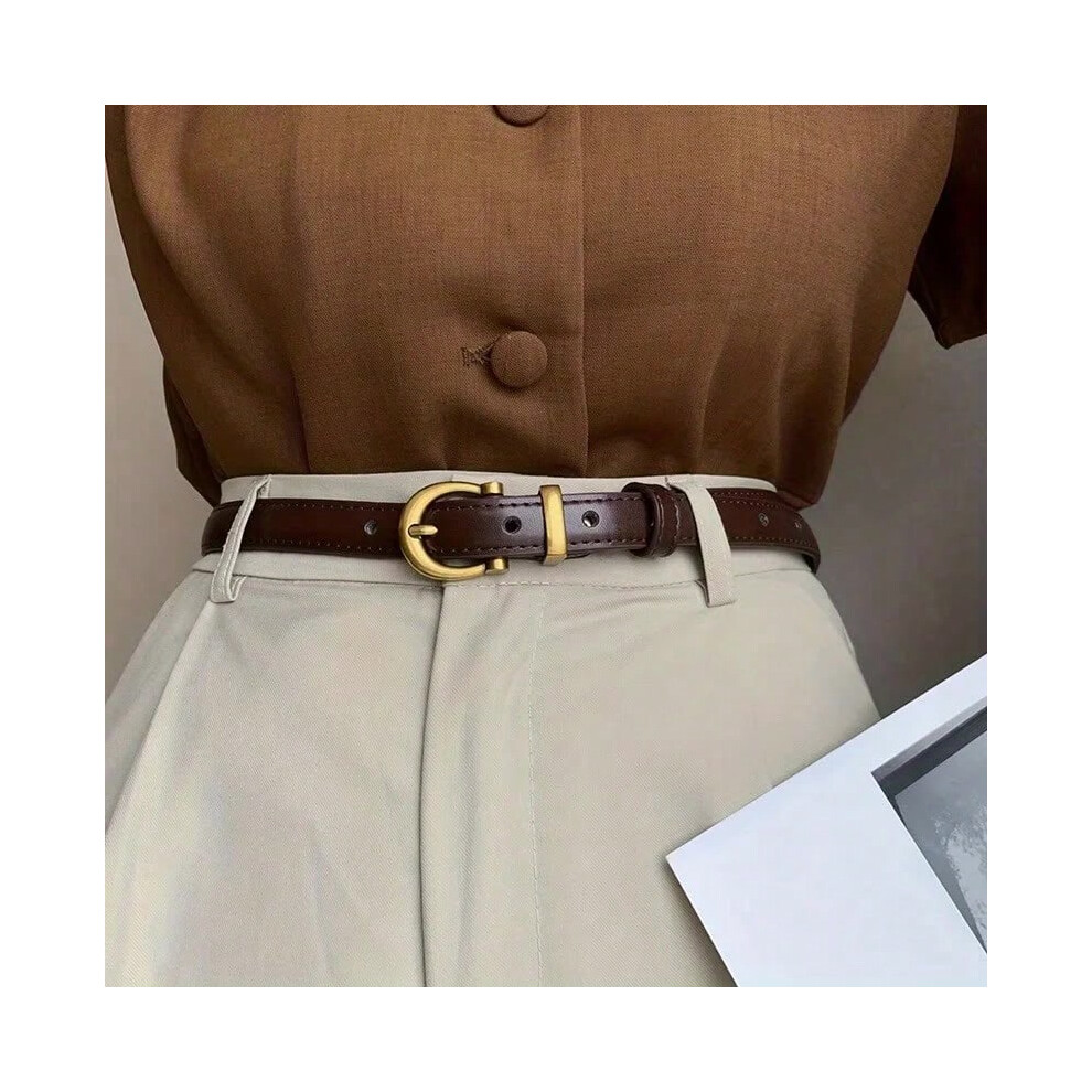 (Coffee color Y043-2, 100cm) Fashion Antique Retro Simple Female Teens Thin Style Belts Ladies Cut Edge Jeans Belt