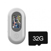 (White 32G TF card) Mini Clip HD Actions Camera With/Without Screen Multifunctional Anti-shake Video Camera for Rock Climbing