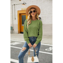 (XL, Green) Elegant Knitted Sweater with Round Neck Comfortable Breathable Clothes Birthday Chirstmas Gift