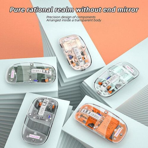 Fashion Transparent Bluetooth-Compatible Wireless Mouse Portable Cordless Quiet Mouse for PC Notebook Laptops 2