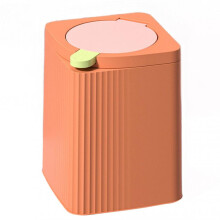 (Small, Orange) Table Top Bin Mini Waste Bin with Lid Odor Proof Desk Waste Paper Basket with Pop Up Lid for Living