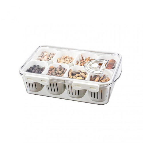 (Eight Point Grid) Kitchen 6/8 Grid Spice Box with Lid Multipurpose Sealed Spice Jar for Home Kitchen