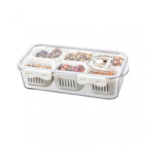 (Six Compartment) Kitchen 6/8 Grid Spice Box with Lid Multipurpose Sealed Spice Jar for Home Kitchen