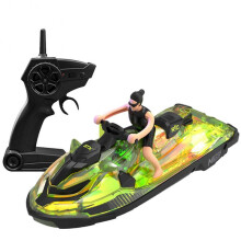 (Green motorwith doll) Children Remote Control Motor Boat Toy 2.4G Remote Control Racing Boat Small Speedboat