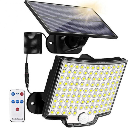 Bright Light Remote Control Solar Wall Light Waterproof Solar Panel Split Light Decor for Balcony Home
